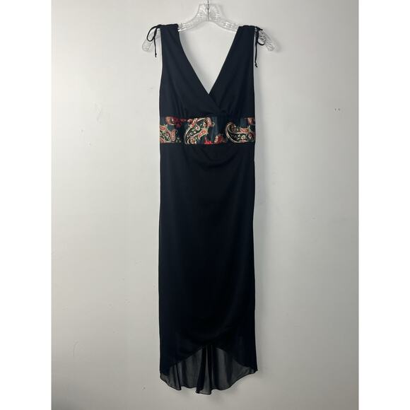 Vintage Ruby Max Empire Midi Dress Large Black Mesh Tulip Hem Whimsigoth 90s Y2K - Picture 1 of 13